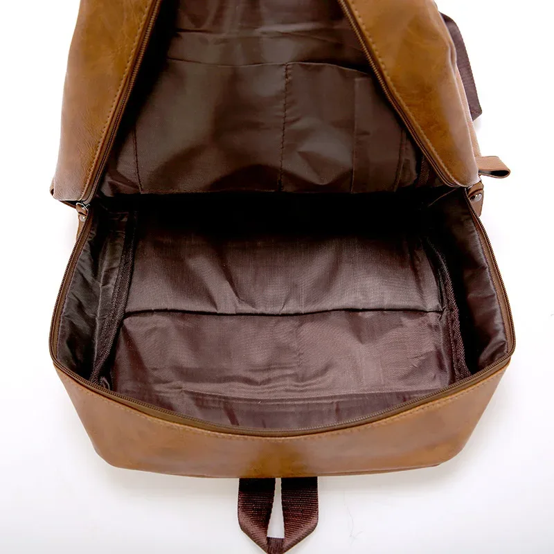 sac à dos de mode pour hommes, sac d'ordinateur en cuir pu de grande capacité, sac de voyage étanche décontracté, sac d'école étanche de grande capacité