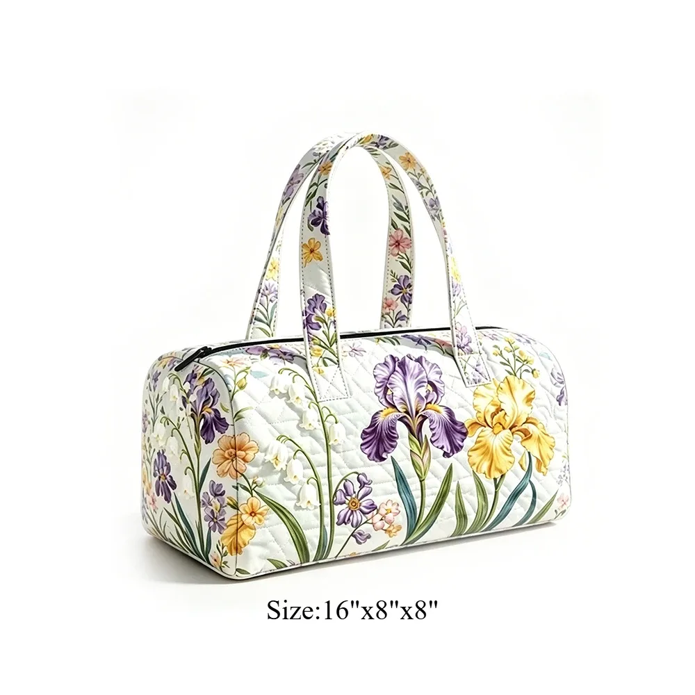 sac de voyage matelassé à imprimé floral vache, sac de week-end léger, bagage à main pour la gym, les sports et les escapades