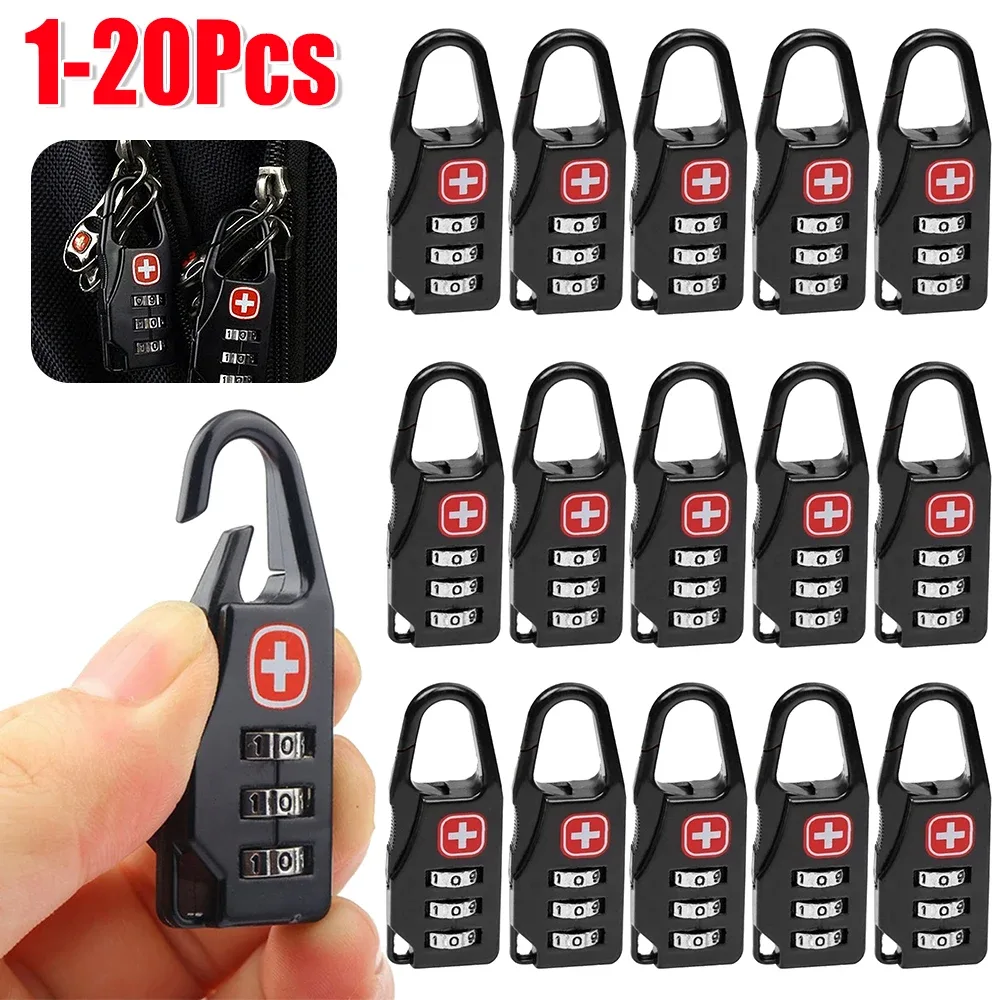 cadenas de verrouillage en alliage portable, 1 à 20 pièces, pour bagages de voyage en plein air, sac à dos à f