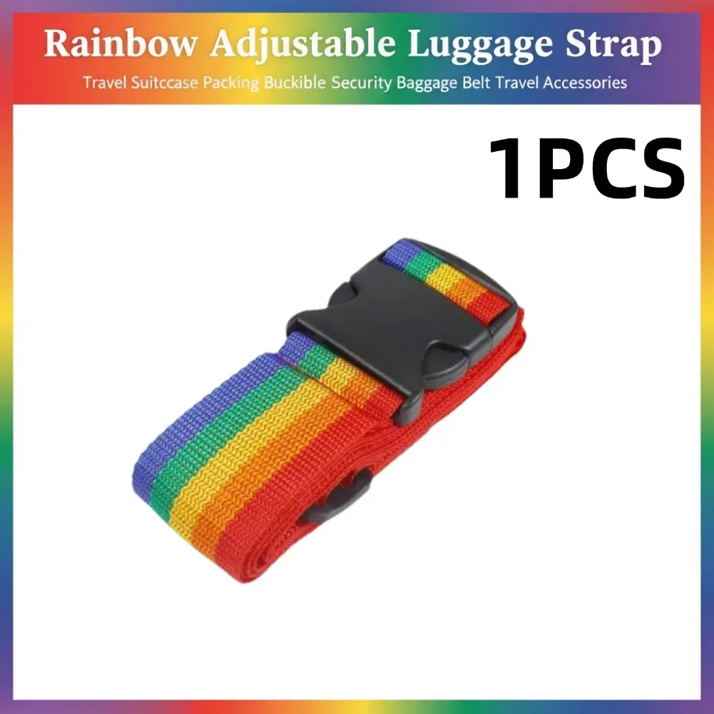 sangle de bagage réglable arc-en-ciel, boucle d'emballage pour valise de voyage, ceinture de sécurité pour bagages, accessoires de voyage, 1/2 pièces