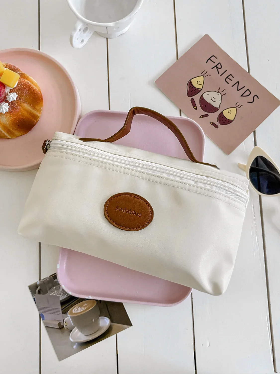 nouvelle trousse de toilette portable unisexe yt de haute qualité, élégante et légère, avec étiquette en cuir, sac à main en nylon pour le maquillage
