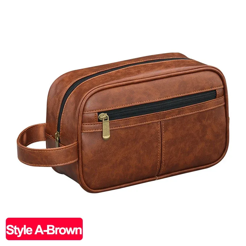 trousse de toilette imperméable en cuir pu pour hommes et femmes, voyage d'affaires, salle de bain, outils de rasage, pochette de rangement, sac à cosmétiques, sac de besoin pour femmes