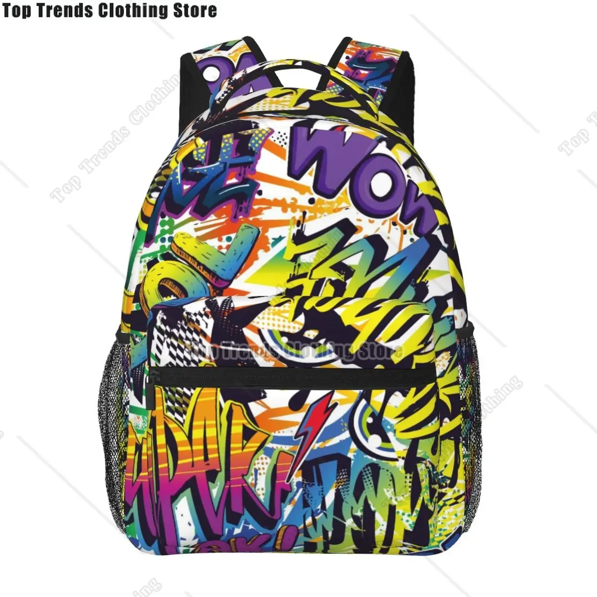 collection de bandes dessinées graffiti pop art imprimé sac à dos de voyage unisexe grande capacité sacs à dos pour ordinateur portable sac à dos d'école pour adolescents