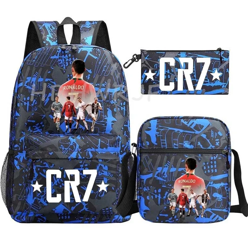 ensemble de sacs à dos imprimés sports cr7 pour adolescents, sacs d'école décontractés adaptés aux garçons et aux filles, mochilas de voyage légères