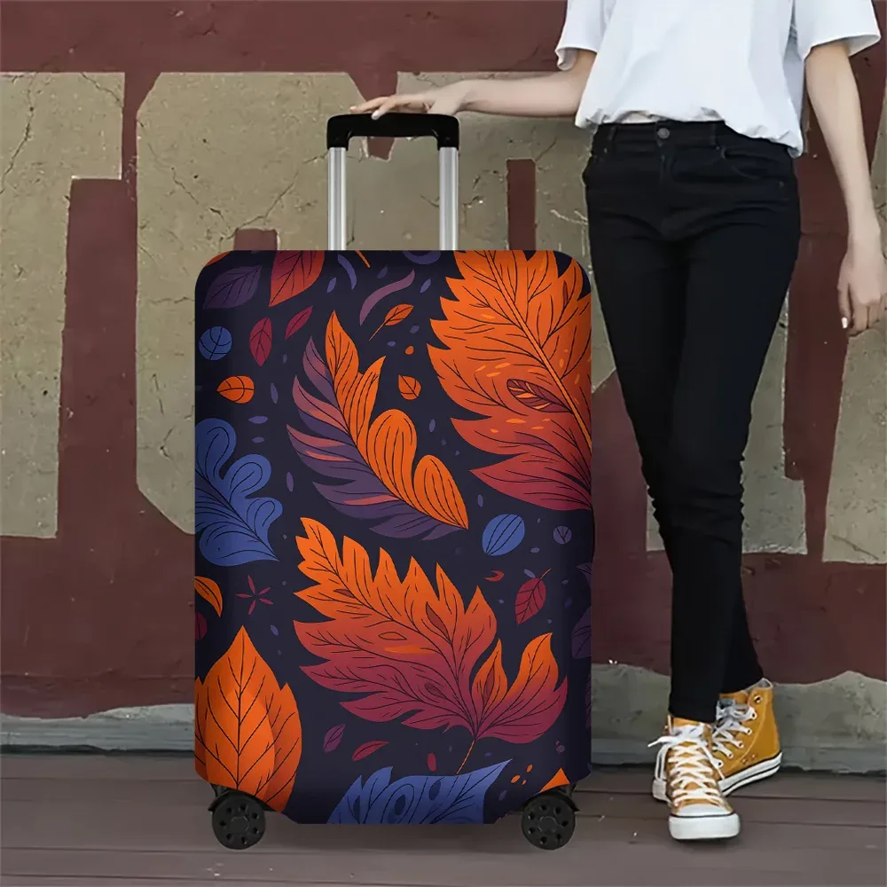 1 housse de bagage à imprimé feuilles d'automne. Convient aux valises de 18 à 32 pouces ; protège efficacement vos bagages
