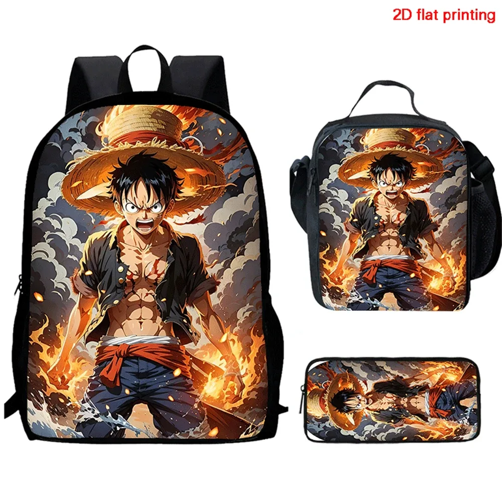 Sac à dos scolaire léger et réglable 3-en-1 One Piece avec sac à lunch et trousse à crayons pour enfants de 6 à 10 ans, école primaire