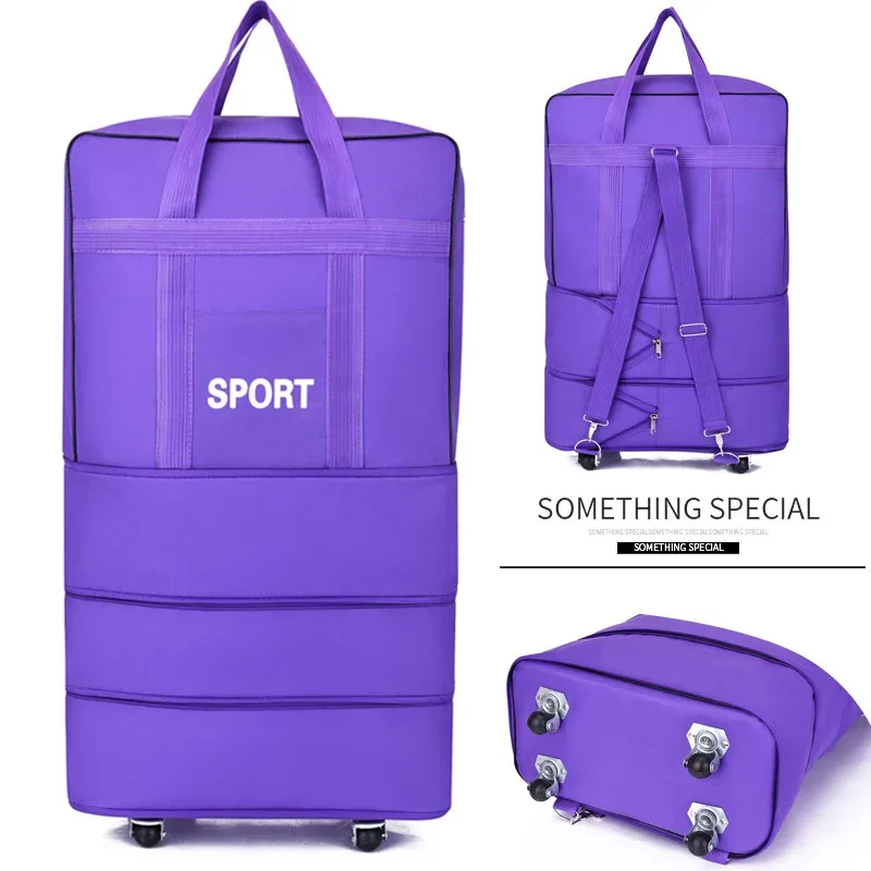 sac à bagages de voyage à air vérifié, roue universelle pliable, rangement mobile, oxford, cubes d'emballage étanches
