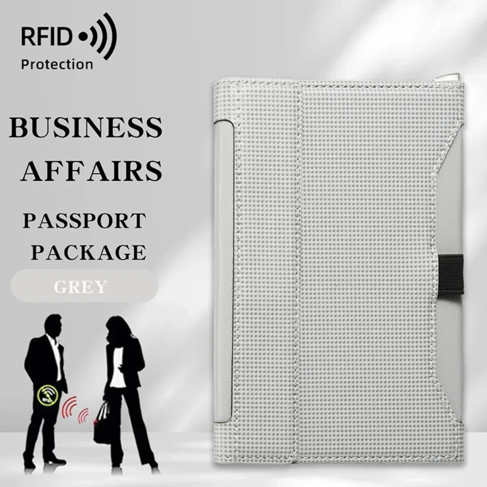 porte-passeport de haute qualité en cuir uni avec blocage rfid, étui de protection pour cartes de voyage, fente pour billets et clip, portefeuilles pour passeports.
