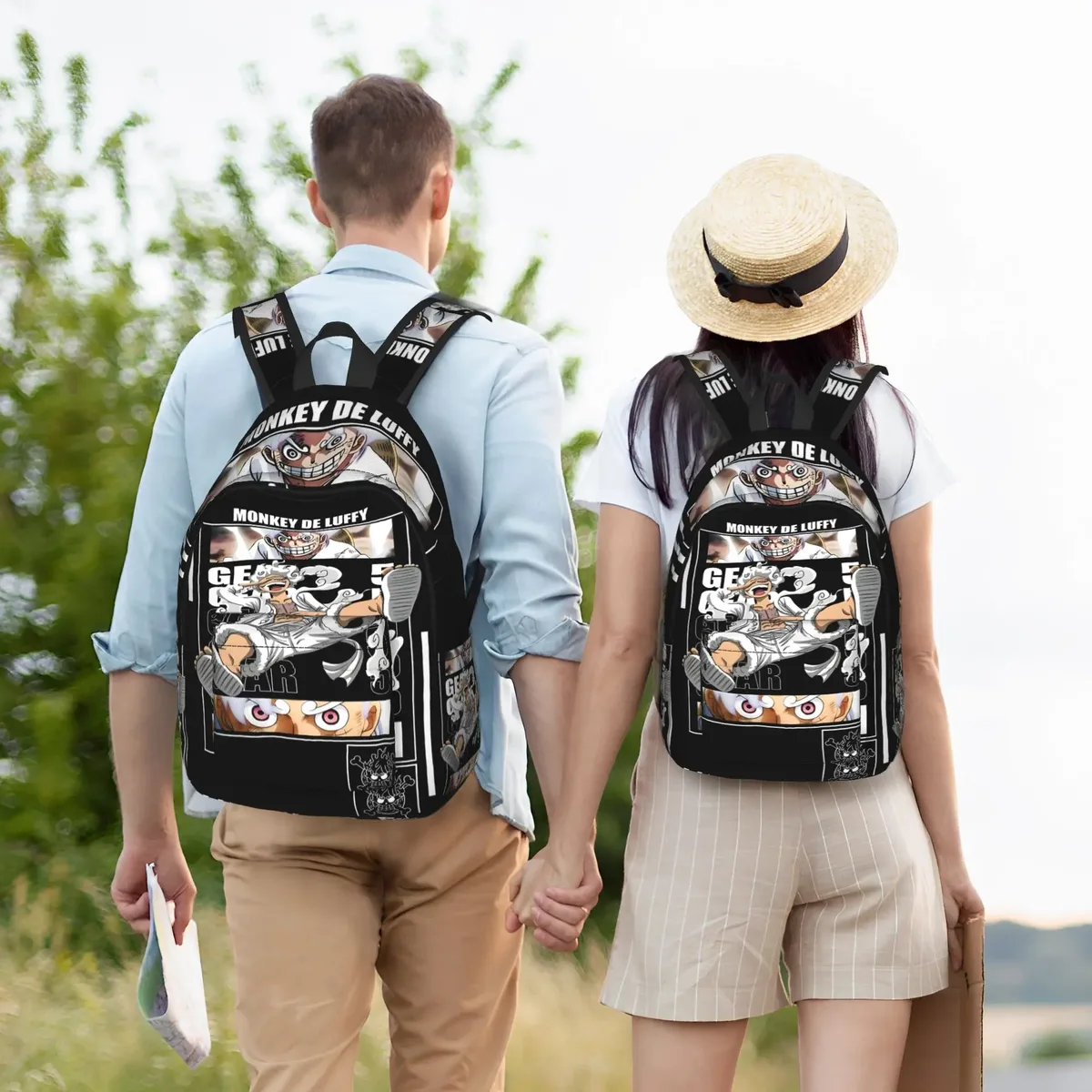 sac à dos luffy one piece anime tendance, décontracté pour le travail, avec fermeture éclair