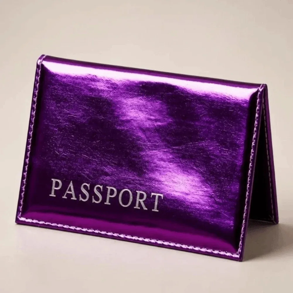 porte-passeport en cuir pu tendance, brillant, imperméable, multifonctionnel, portable, pour les voyages