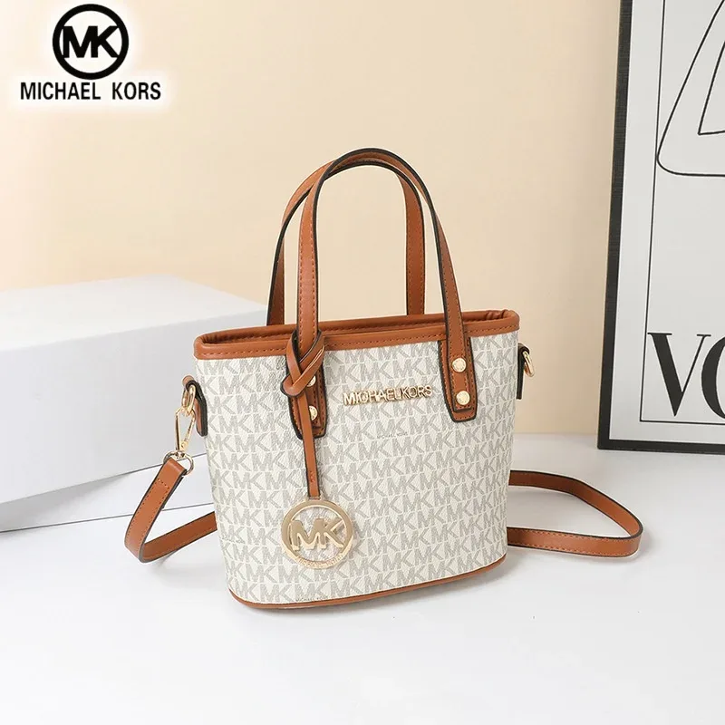 sac à bandoulière décontracté et tendance pour femmes michael kors, sac seau mk de luxe léger avec motif floral classique