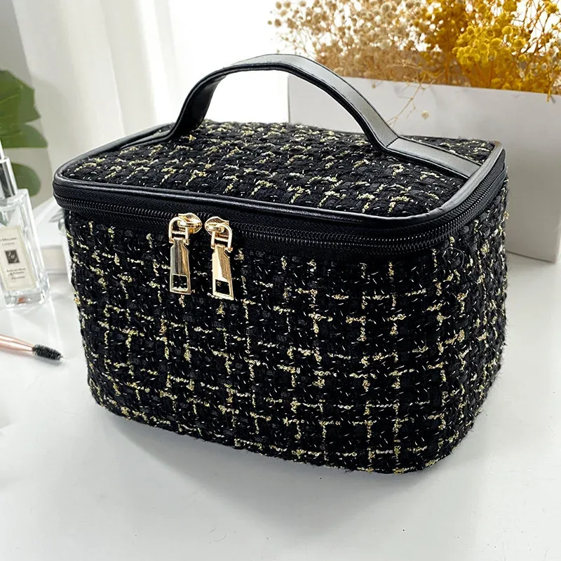 nouvelle trousse de maquillage portable pour femme, style parfumé, simple et tendance, grande capacité, pour le maquillage et les voyages