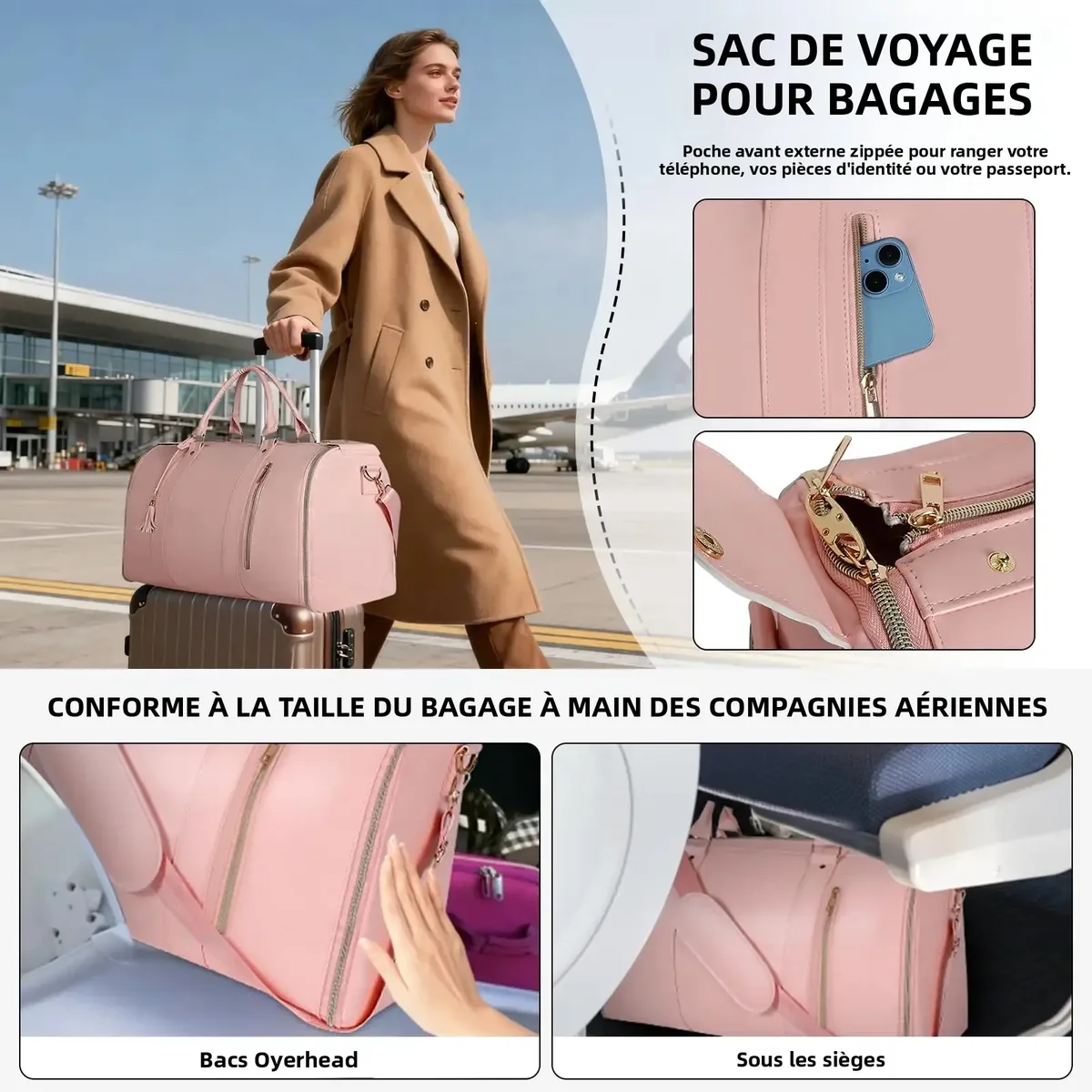 buylor lot de 2 sacs pliables pour costumes, grande capacité, sac de voyage avec pochette à chaussures, sac à main imperméable pour femme, sac de sport extérieur