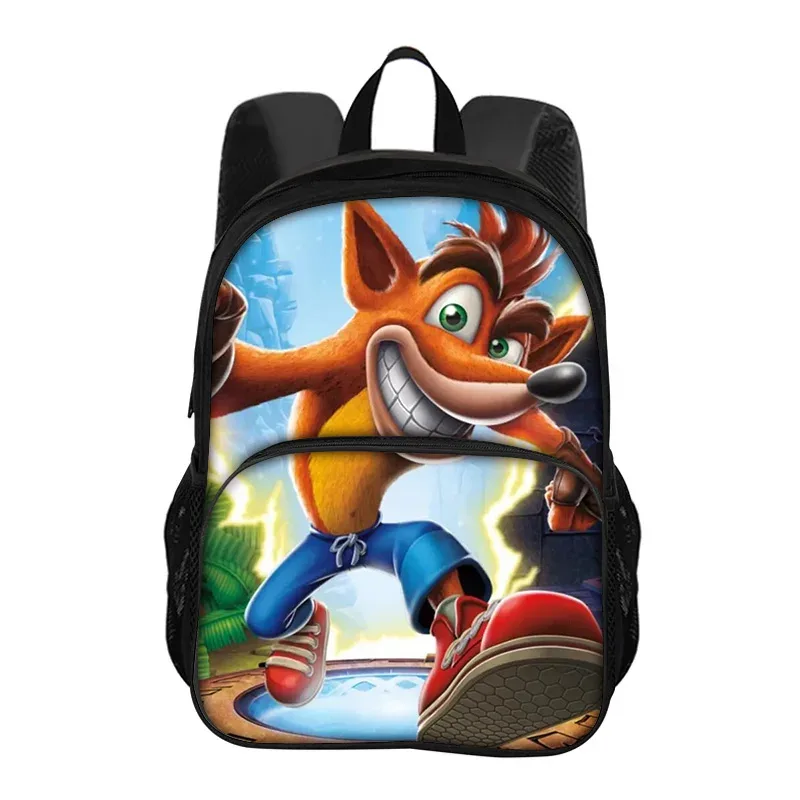 sac à dos rond crash bandicoot imprimé de dessins animés, nouvelle tendance, haute qualité, le meilleur compagnon scolaire pour les étudiants