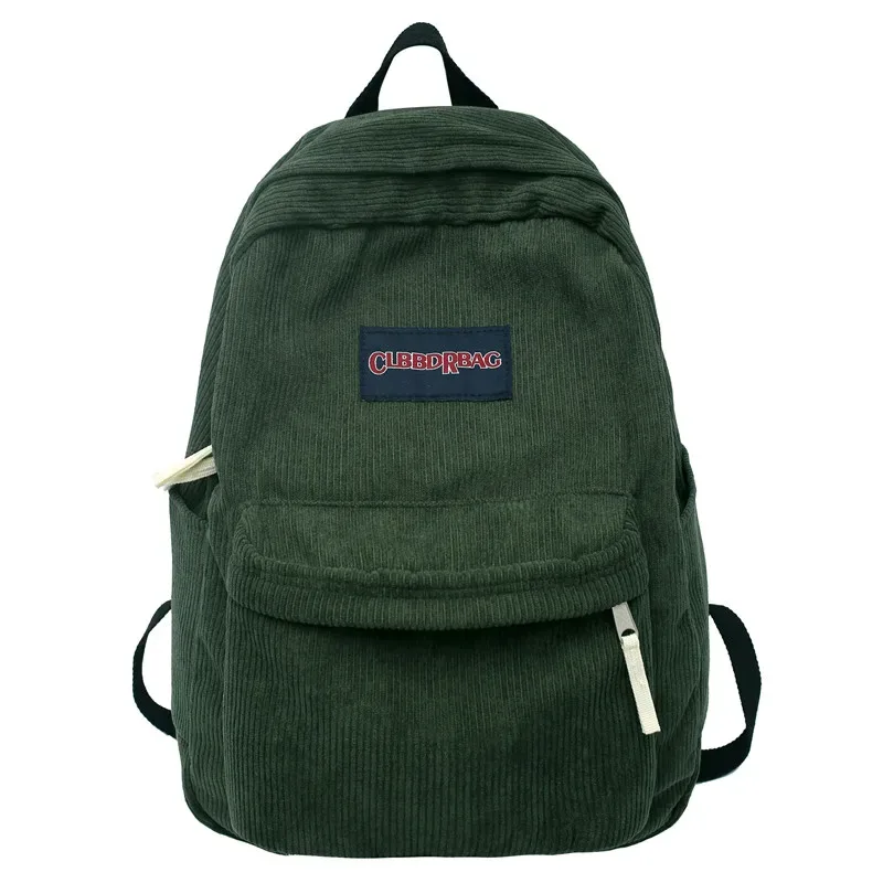 vintage garçon fille velours côtelé vert sac d'école hommes femmes ordinateur portable collège sac à dos cool dame étudiant mode femme voyage bookbag nouveau