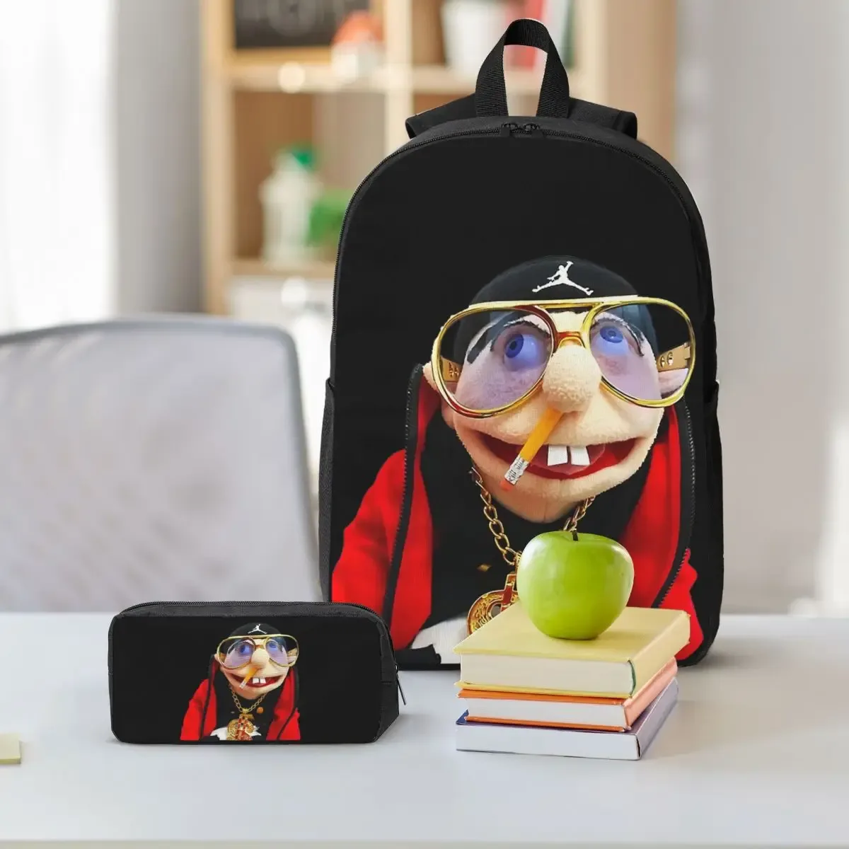 sml rappeur jeffy sac à dos étudiant garçons filles bookbag sac d'école ordinateur portable sacs à bandoulière 3ps sac à déjeuner isolé trousse à crayons