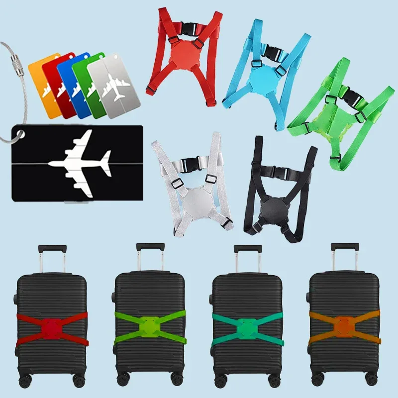Ensemble de sangles de bagages multicolores + ensemble d'étiquettes de bagages à motif avion : sangles élastiques pour renforcer les valises/sacs à dos et protection anti-ouverture + étiquettes d'identification de bagages pour une identification facile lors de la check-in. Convient pour la formalité d'enregistrement à l'aéroport, les voyages longue distance, la rentrée scolaire des étudiants, les voyages d'affaires, etc. Un incontournable pour les passionnés de voyage, les navetteurs et les étudiants internationaux pour réduire la charge des bagages (la sangle peut être extensible jusqu'à 240 cm + haute élasticité pour s'adapter à différents types de bagages)