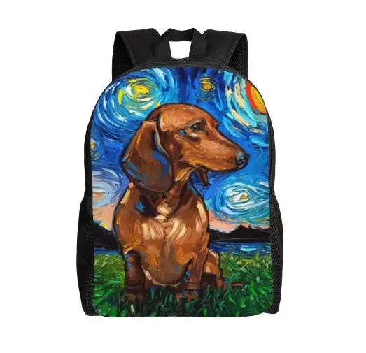 sac à dos dachshund dogs pour garçons et filles, saucisse wiener, sacs de voyage pour l'école ou le collège, sac à livres pour femmes et hommes, convient pour ordinateur portable 15 pouces