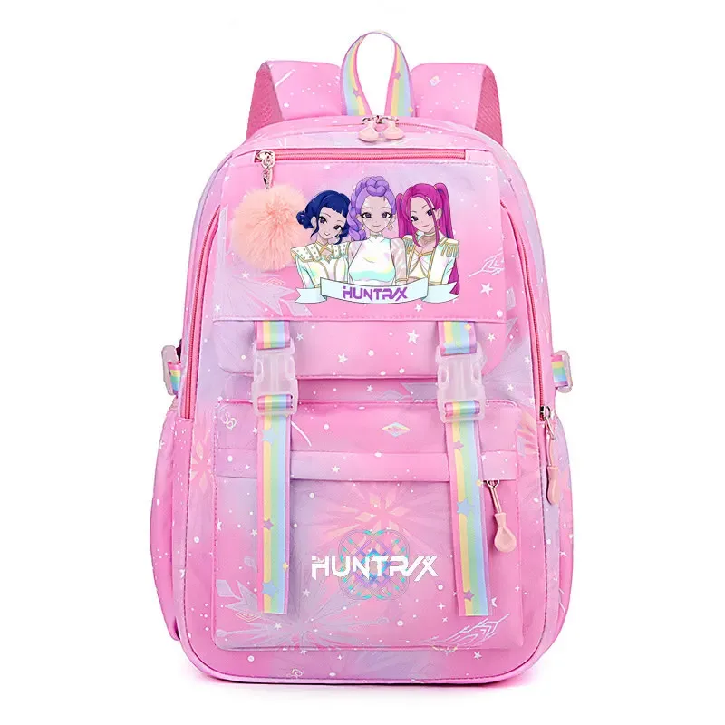 sacs à dos k-pop demon hunters, imprimés aux couleurs vives, en nylon, simples, grande capacité, pour l'école, avec boucle, pour ordinateur portable, pour adolescents