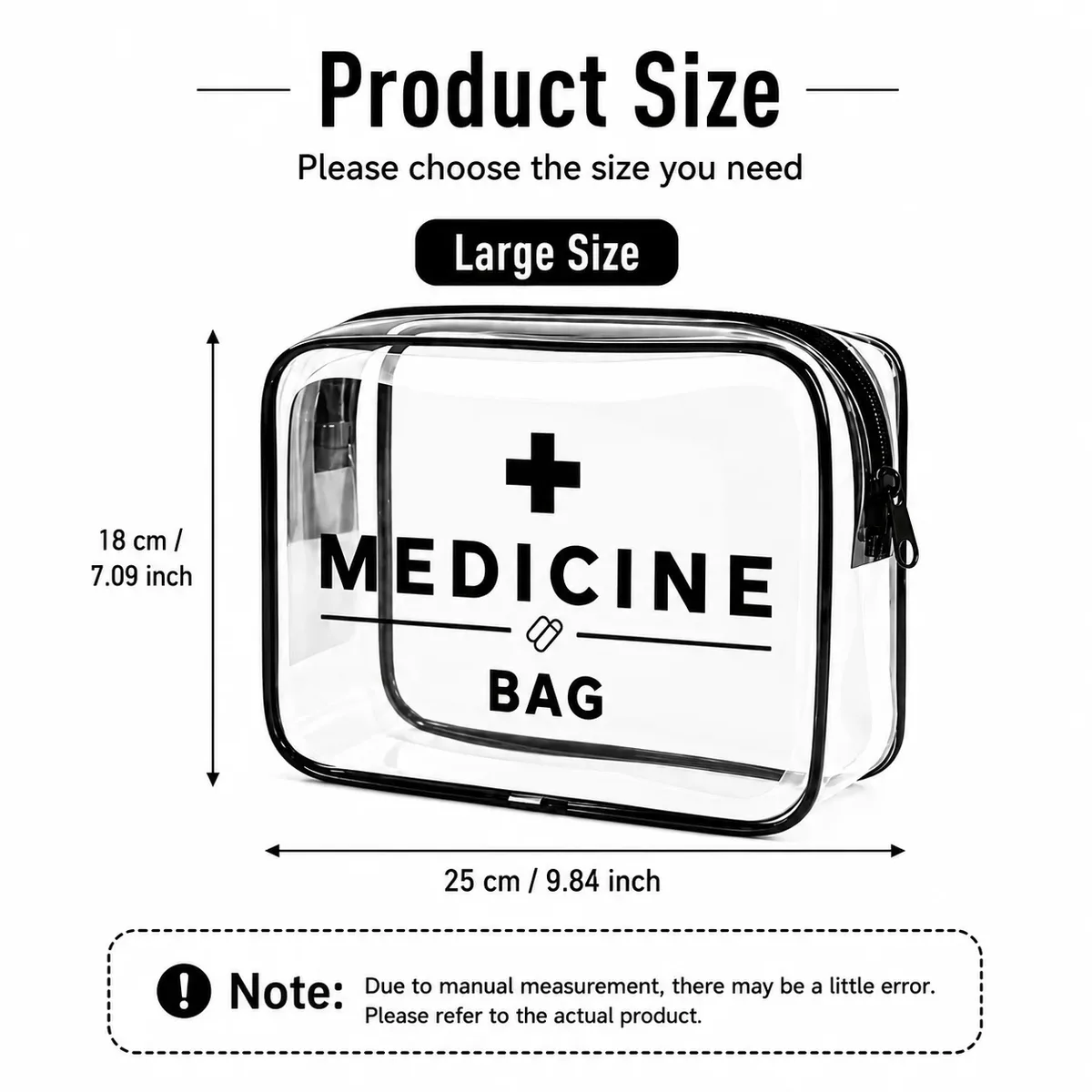 sac à médicaments transparent portable, organisateur de premiers secours transparent, grande capacité, étui de rangement à fermeture éclair pour les voyages et les urgences à domicile.