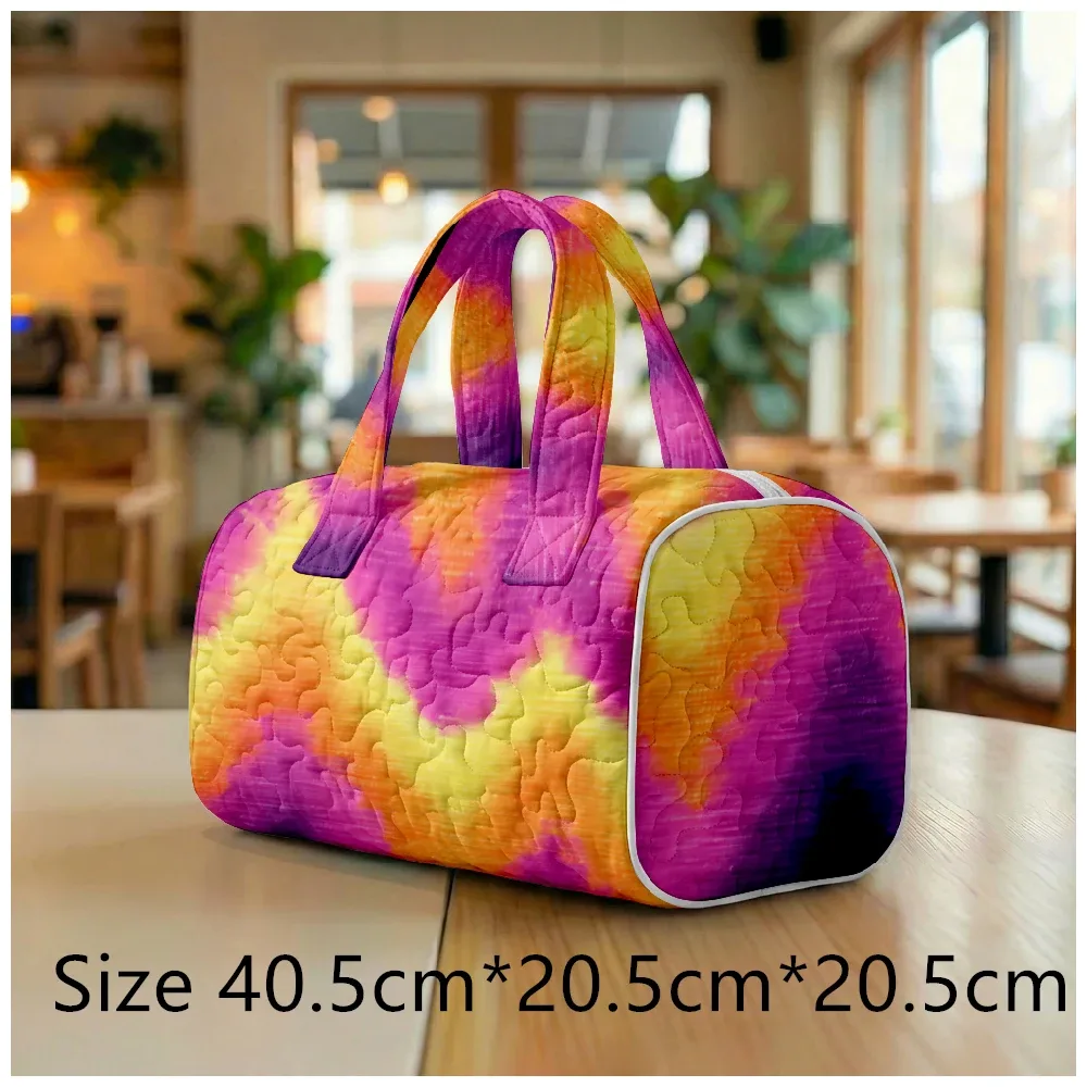 sac fourre-tout matelassé tendance pour femme, imprimé tie-dye aquarelle, sac à bandoulière bohème chic pour la plage, les voyages, la gym, le camping, bagage à main