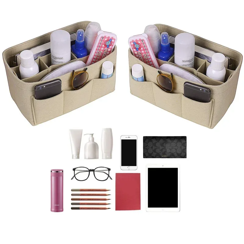 sac à main pour femmes, sacs à cosmétiques et organisateur de maquillage, sac à insérer en feutre pour sac à main, sac intérieur en tissu feutré, convient à diverses sacs de marque