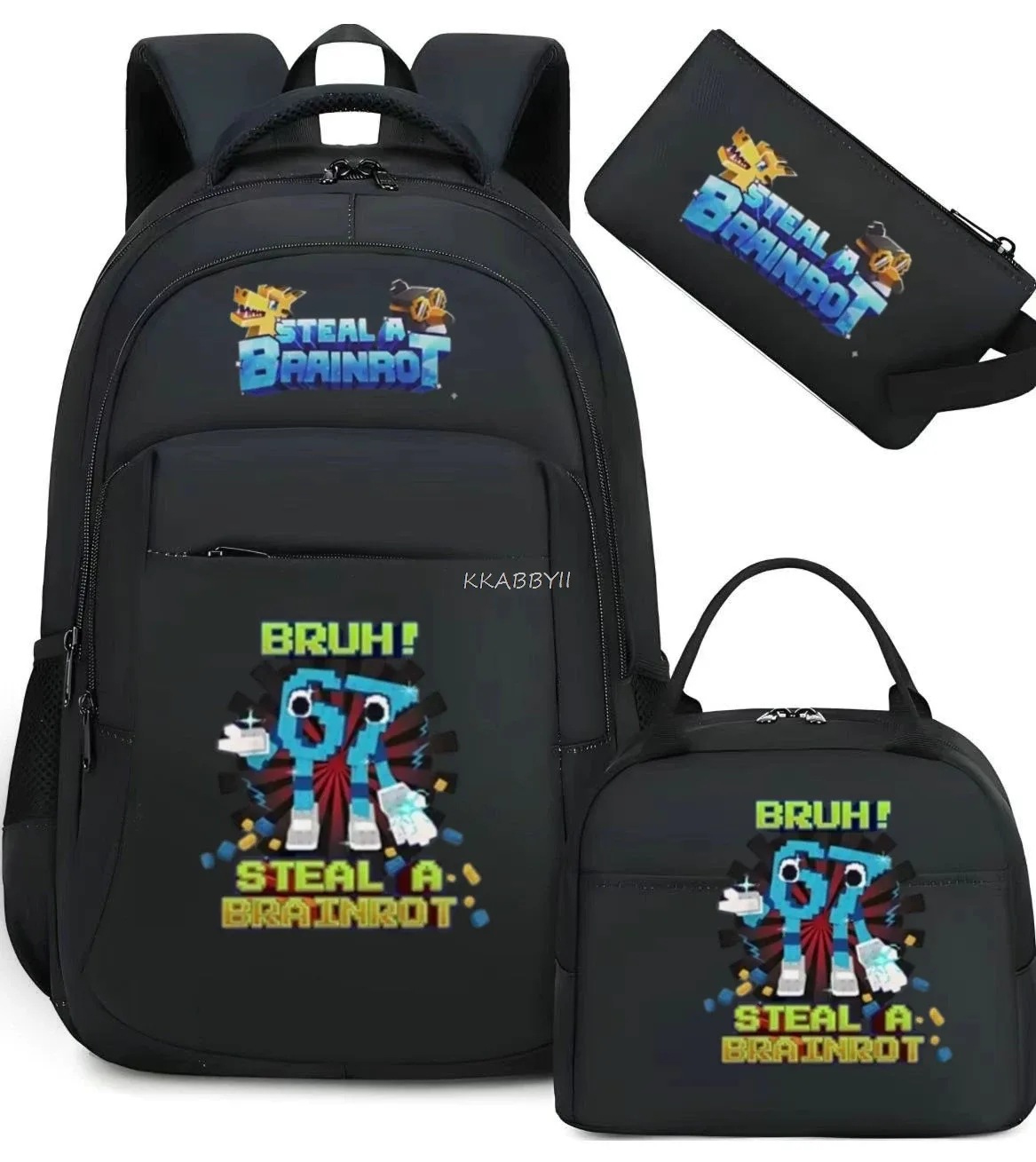 sac à dos steal a brainrot avec sac à lunch pour adolescents et étudiants, ensemble de voyage décontracté et confortable