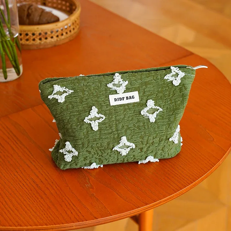 trousse de maquillage pour femmes, sac de rangement de rouge à lèvres cosmétique de grande capacité en fourrure verte, trousse de toilette de voyage, pochette pratique pratique