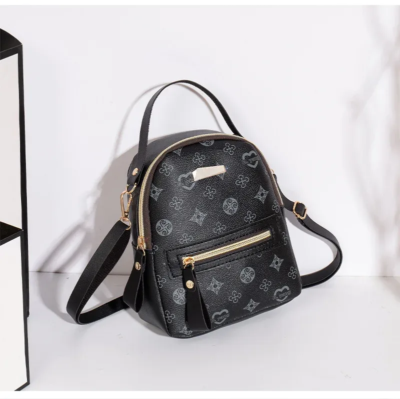 sac à dos mini femme cuir pu imprimé élégant multifonction léger sac à bandoulière pour sortie quotidienne voyage