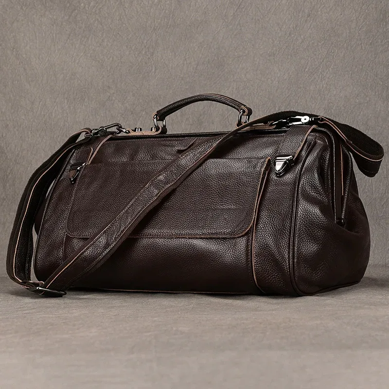 style de luxe en cuir véritable bagage à main sac véritable peau de vache voyage sac à main sac à bagages pour hommes femmes weeek duffle