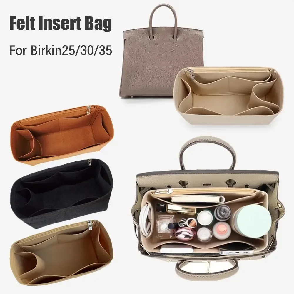 Sac à main en feutre Simple, sac d'insertion, Support de sac, sac interne multi-poches, sac Portable de voyage, organisateur pour Birkin25/30/35
