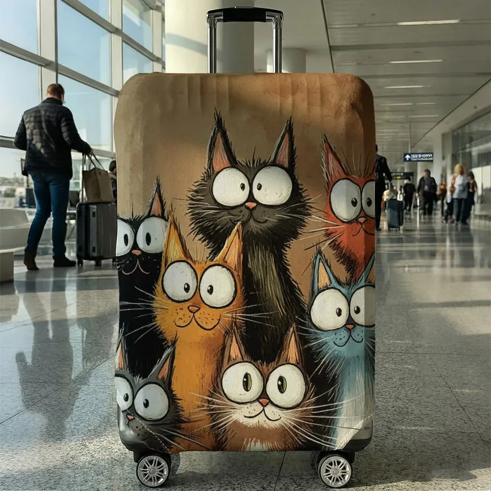 housse de protection pour bagages à motif de chat, adaptée aux bagages de 18 à 32 pouces, avec poignées, accessoires de voyage