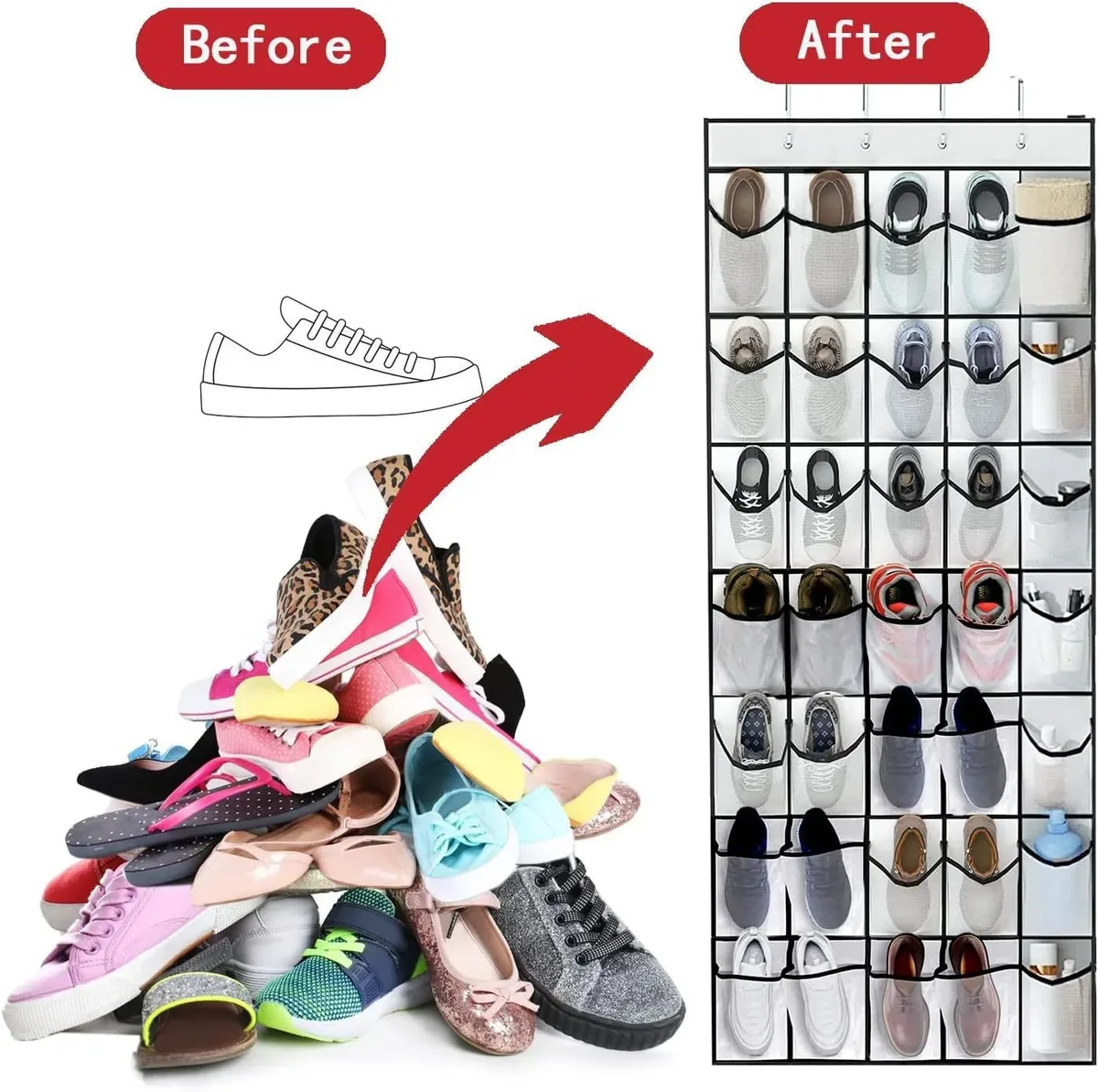 sac de rangement mural à grille multicouche, pour chaussures et articles divers derrière la porte, rangement de chambre à coucher en tissu non tissé