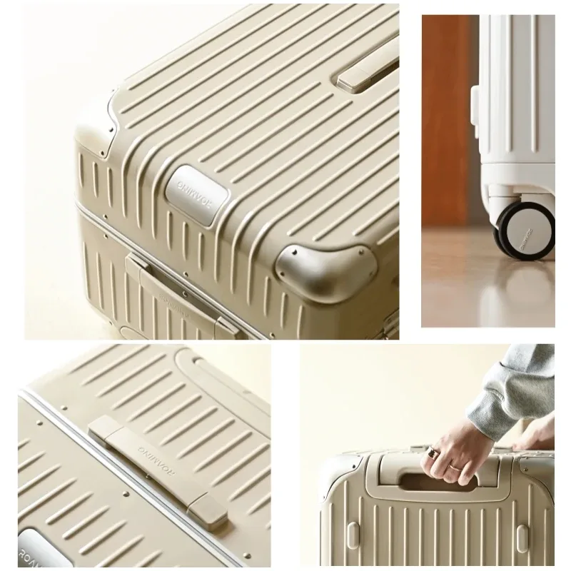 valise de luxe roaming en matériau pc avec cadre en alliage d'aluminium, serrure tsa, bagage à roulettes, grande capacité, 20/24/26/28/30 pouces
