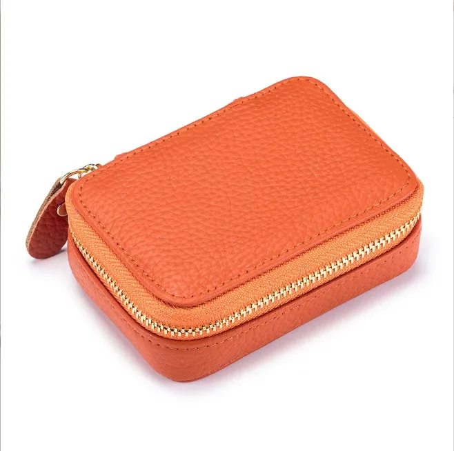 mini sac cosmétique en cuir véritable avec tête miroir pour femme, sac de rangement de maquillage en peau de cercle, sac à monnaie pour casque et rouge à lèvres