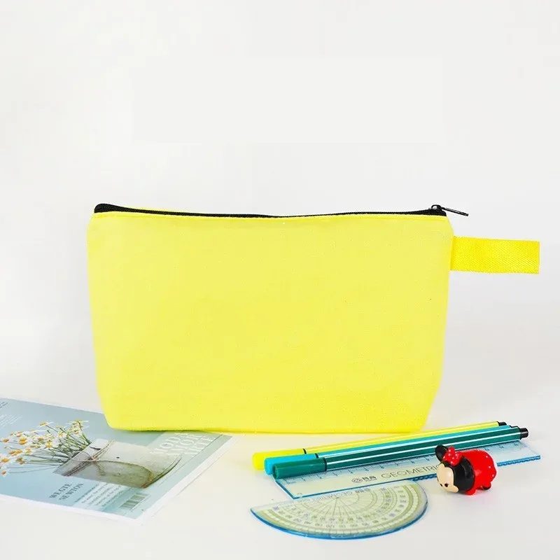 10-100 pièces de pochettes de maquillage en toile personnalisées, grande capacité, trousse à crayons avec crochet, sac de rangement pour papeterie, cadeau portable pour bureau et fête