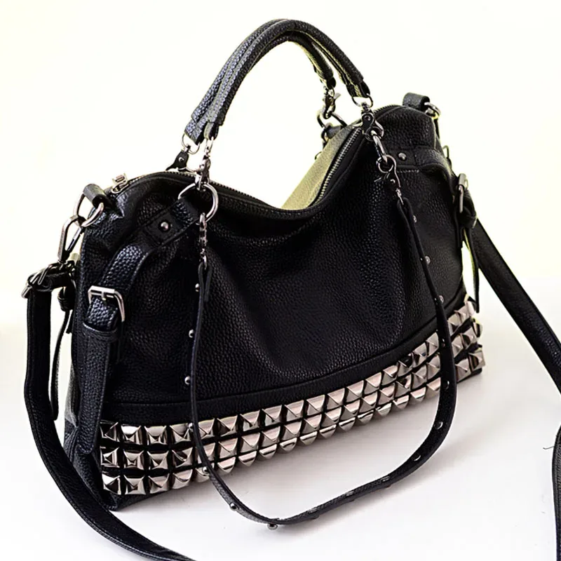 sac à main en cuir pu pour femmes, rivets personnalisables, nouvelle mode, sacoches en cuir de vache pour femmes, sac à main asymétrique, grands sacs