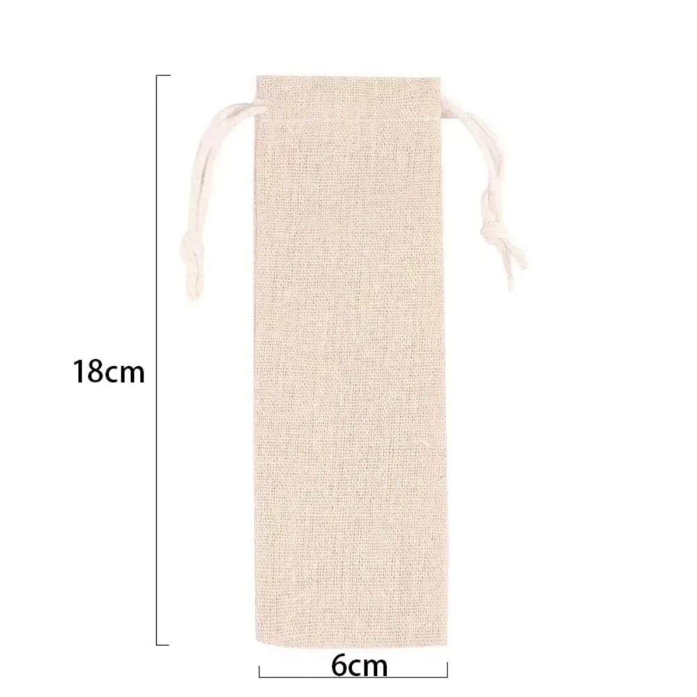 sac de rangement portable en coton et lin avec cordon de serrage, anti-poussière, pour pailles, pochette à cordon pour la maison