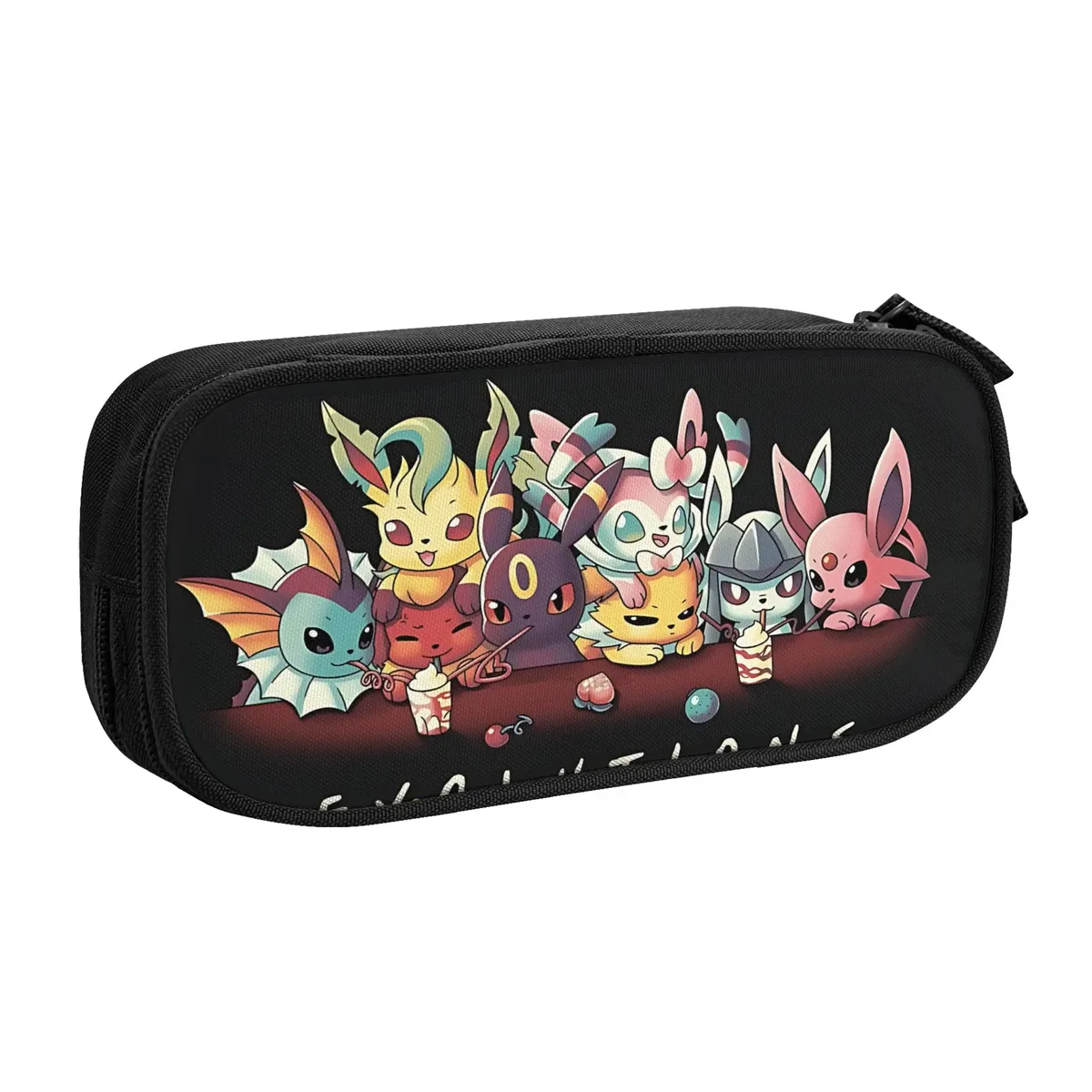 sacs personnalisés pokemon eevee eeveelution de grande capacité pour enfants, trousse à crayons d'école pour garçons et filles