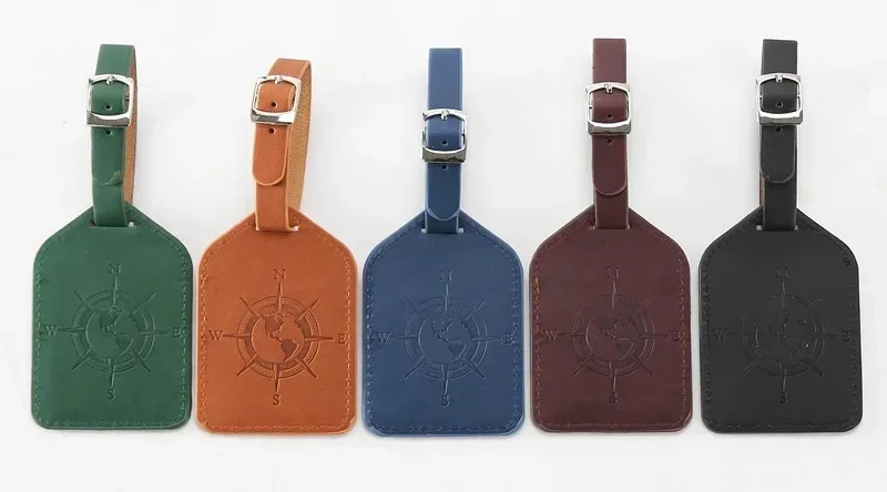 étiquette de bagage en cuir pu, étiquette de bagage pour valise, sac d'embarquement, nom portable, identification, porte-adresse, accessoires de voyage