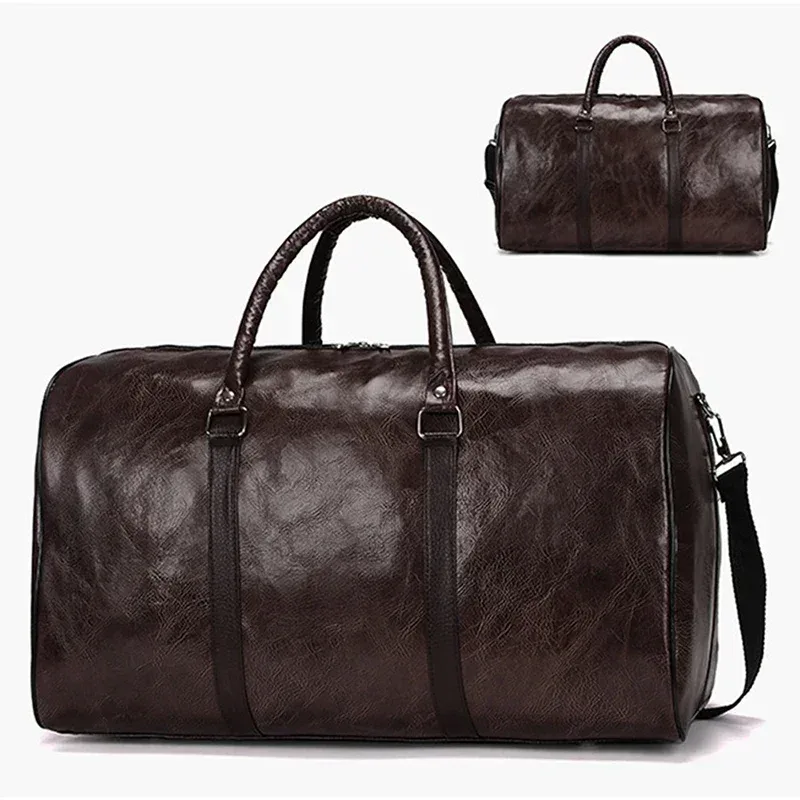 grand sac de voyage en cuir pu pour homme, grand sac de sport indépendant, sacs à main de fitness, bagage initié, noir, mode fermeture éclair, 2024