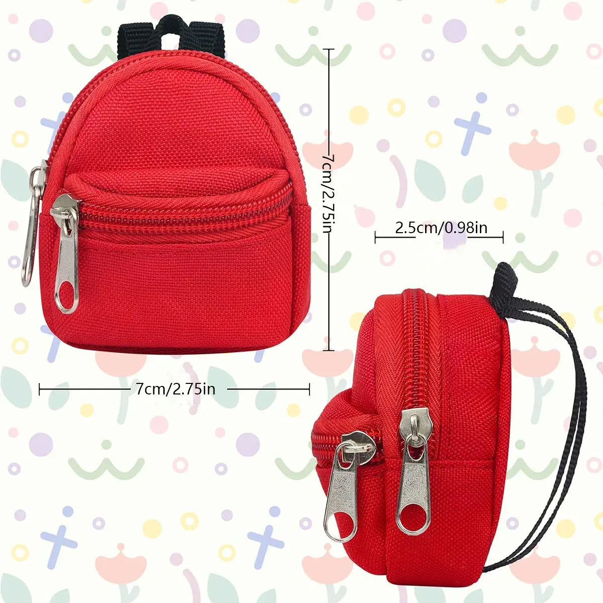 1 pièce mini sac à dos porte-monnaie à fermeture éclair double épaule avec porte-clés et pendentif