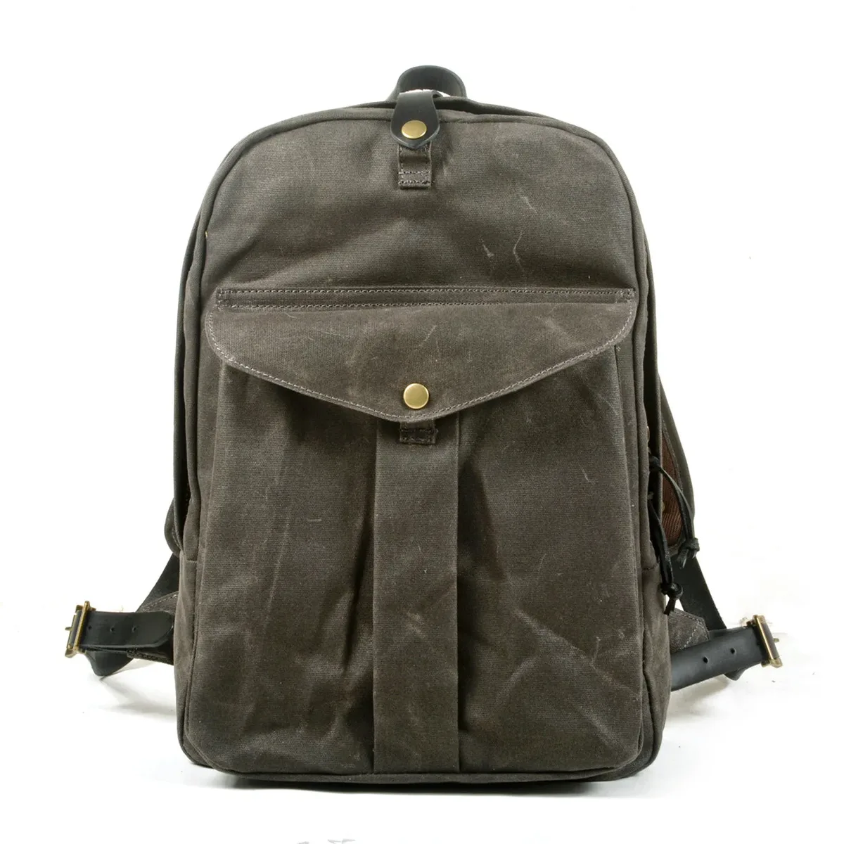 sac à dos vintage européen et américain, sac à dos de voyage grande capacité pour l'extérieur, toile cirée résistante à l'eau combinée à du nylon