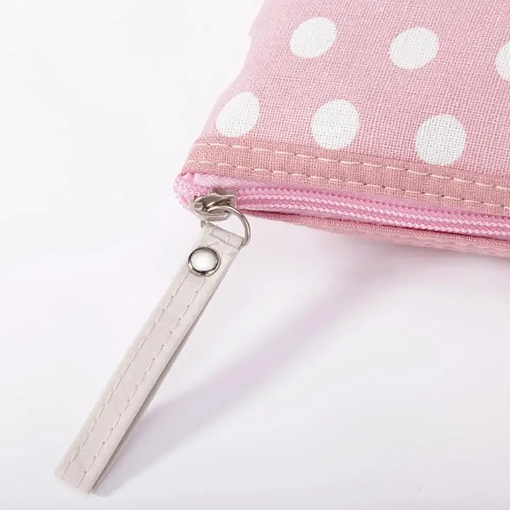 jolie trousse de maquillage en toile à pois pour femmes, pochette de rangement portable pour cosmétiques, trousse de toilette de voyage à fermeture éclair, étui à crayons, organisateur