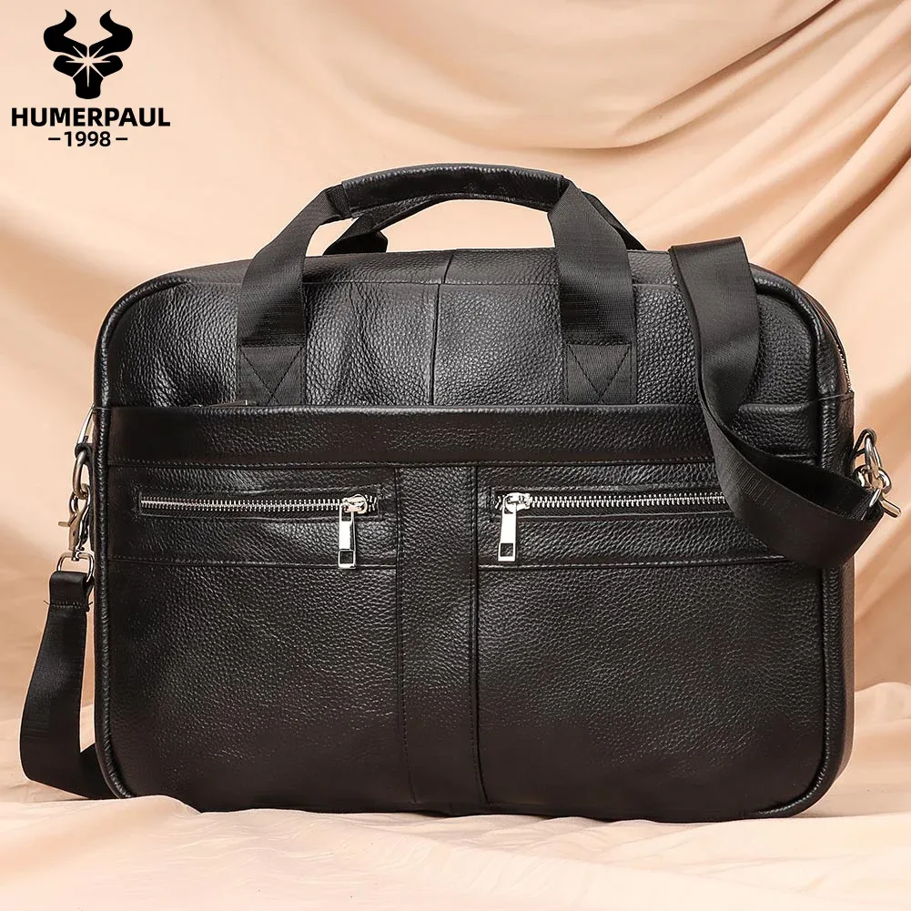 porte-documents en cuir véritable pour hommes, sac d'affaires de bonne qualité, sacoches à bandoulière, sac à main de bureau pour ordinateur portable de 14 pouces, sac de voyage