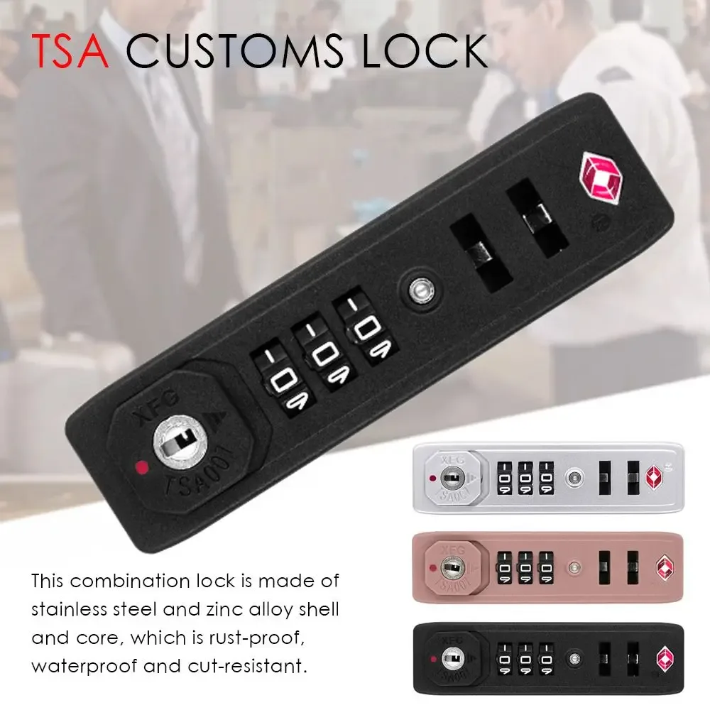 cadenas de sécurité antivol pour bagages, serrure douanière tsa, serrure à code sécurisée, serrure à combinaison à 3 chiffres tsa007