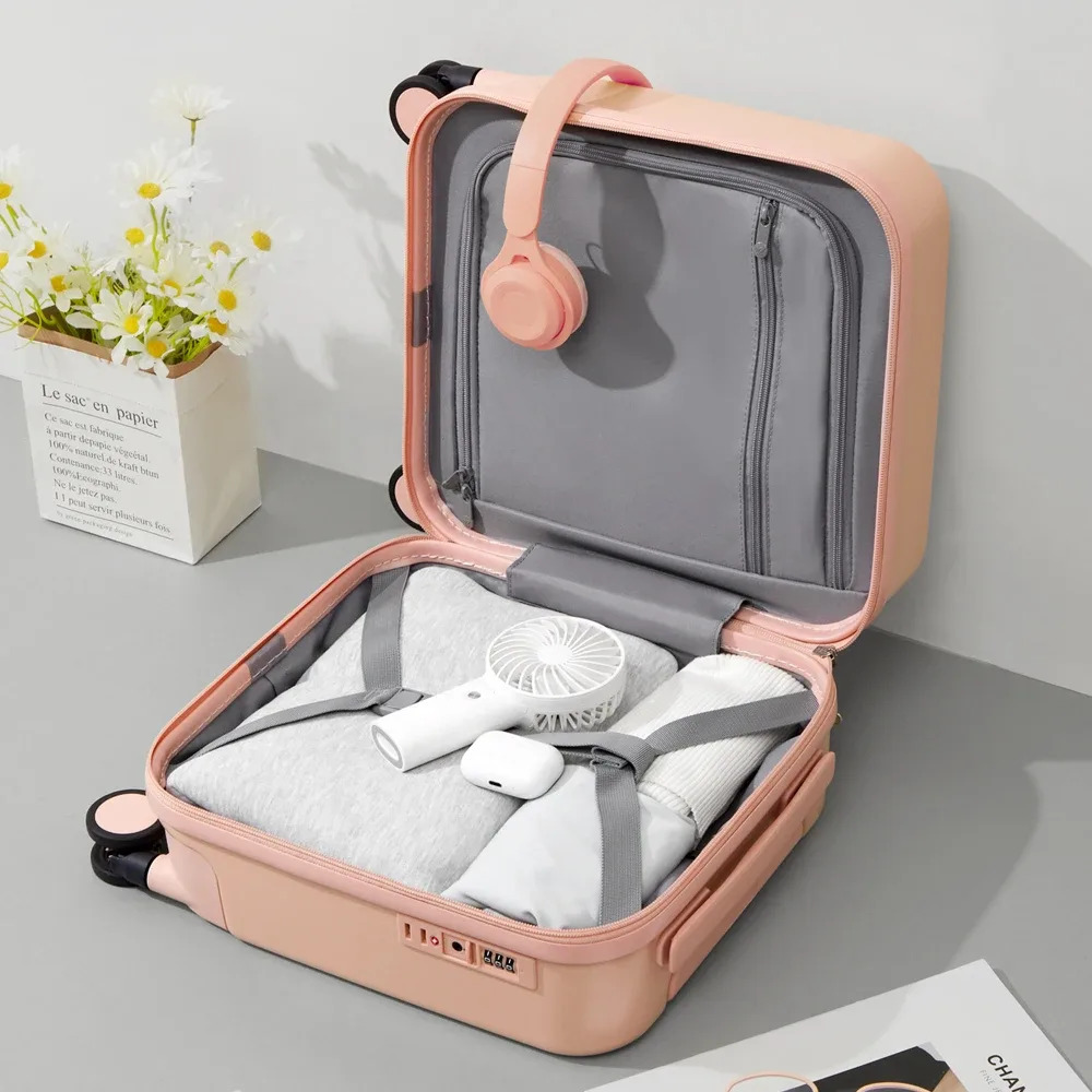 mixi 14 pouces sous le siège bagage à main léger mini valise pc petits enfants sac tsa serrure voyage costume étui spinner roues