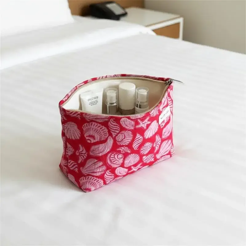 sac de maquillage imprimé coquillage, sac cosmétique de haute qualité, sac de rangement portable multifonctionnel pour femmes, organisateur de voyage