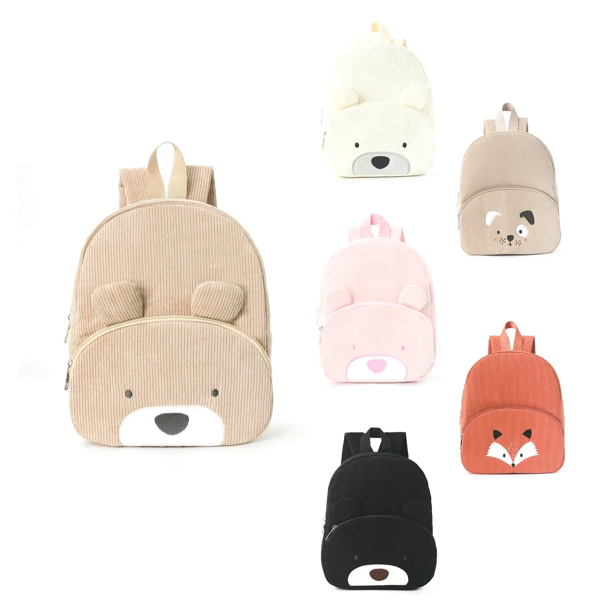 sac à dos en velours côtelé personnalisé avec nom, broderie, sac à dos de loisirs pour étudiants, grande capacité, mignon sac à dos ours en peluche pour la rentrée scolaire