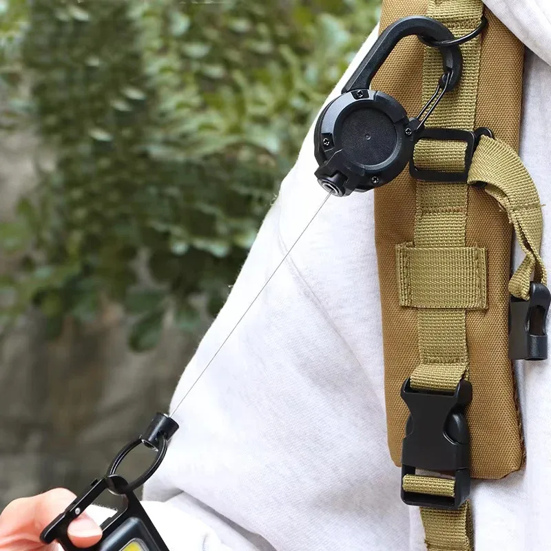 porte-clés en câble métallique, supports rétractables extensibles, antivol, élastique, mousqueton d'extérieur, crochet pour sac à dos, boucle